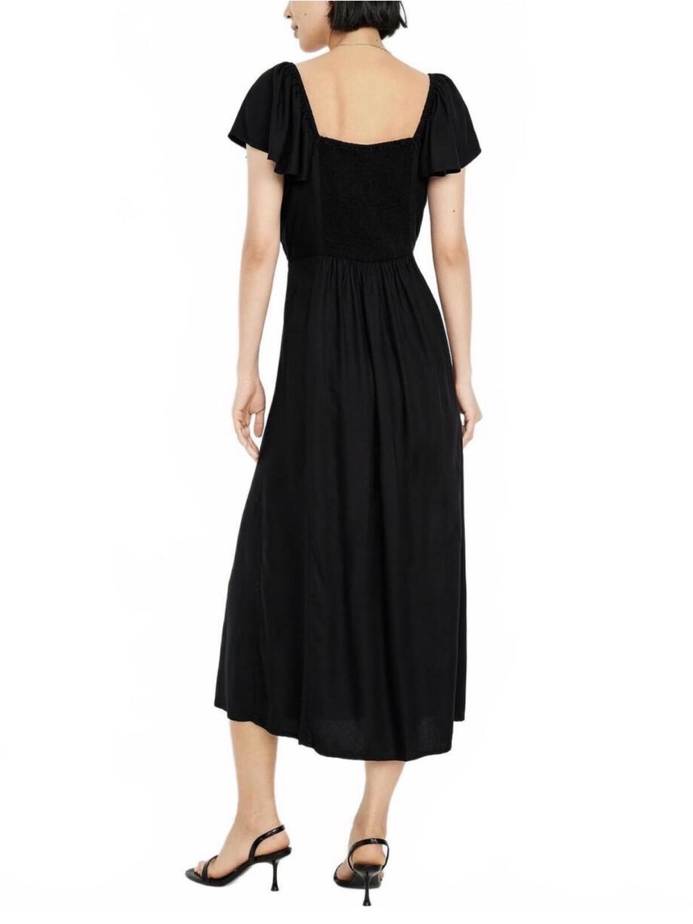 Old Navy short sleeve fit & flare midi dress in black jack color - Picture 2 of 12